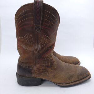 Ariat Brown Leather Cowboy Boots Mens Sz 8.5D Western Square Toe Style 10010963